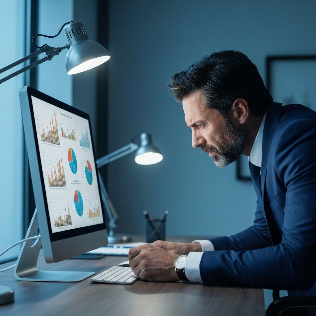 Empresário analisando gráficos de desempenho